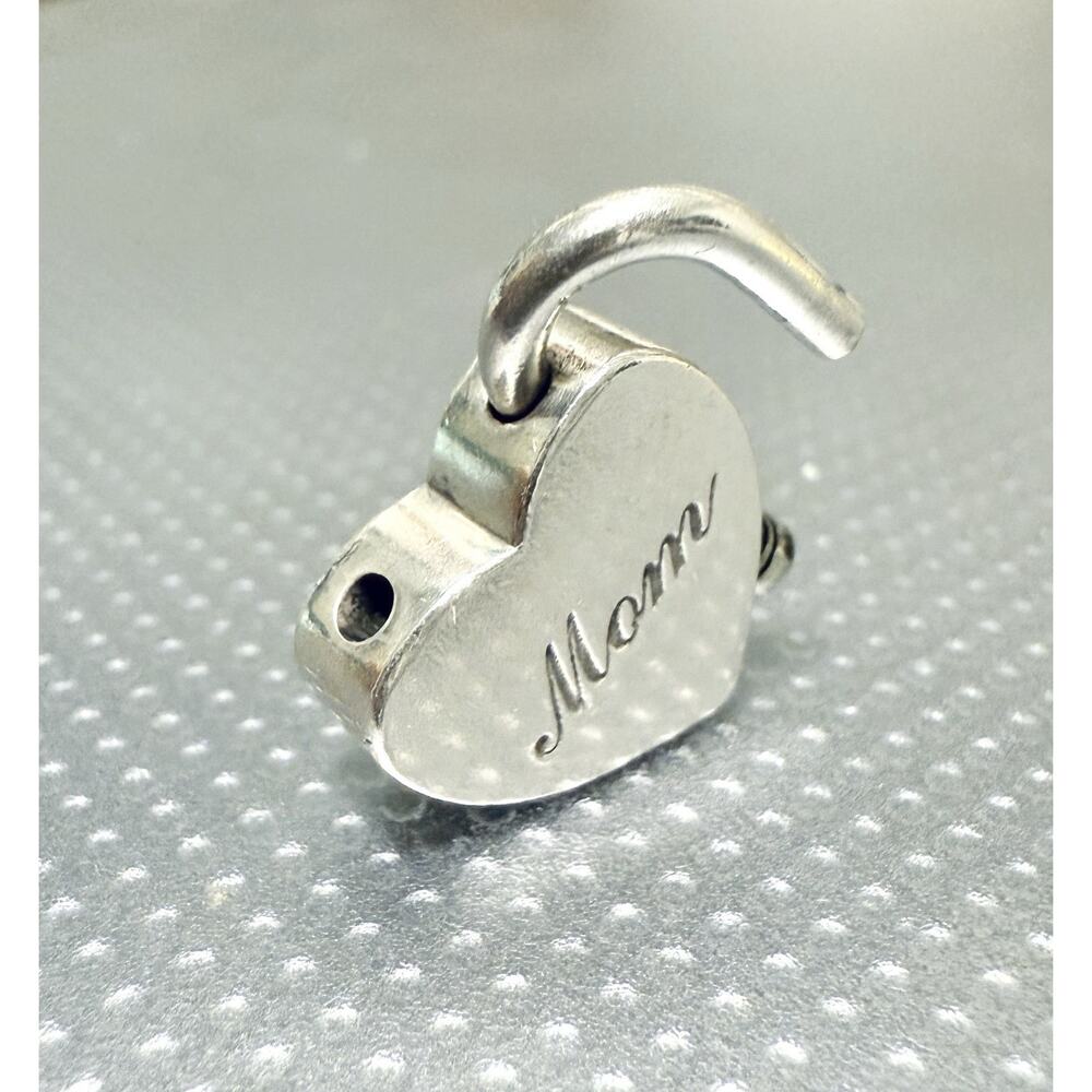 Tiffany & Co Silver Heart Mom Lock Padlock Pendant Charm For Necklace & Bracelet